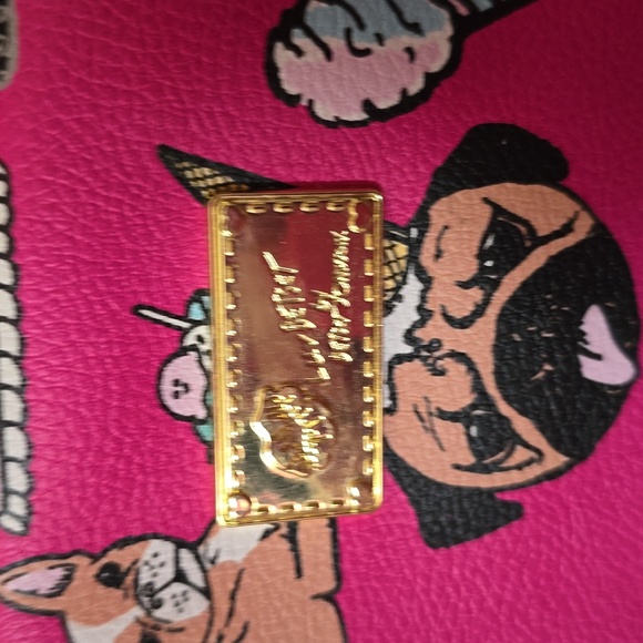 Betsey Johnson French Bulldog Party Backpack Fuschia/Multi Faux Leather Frenchie - Picture 3 of 3